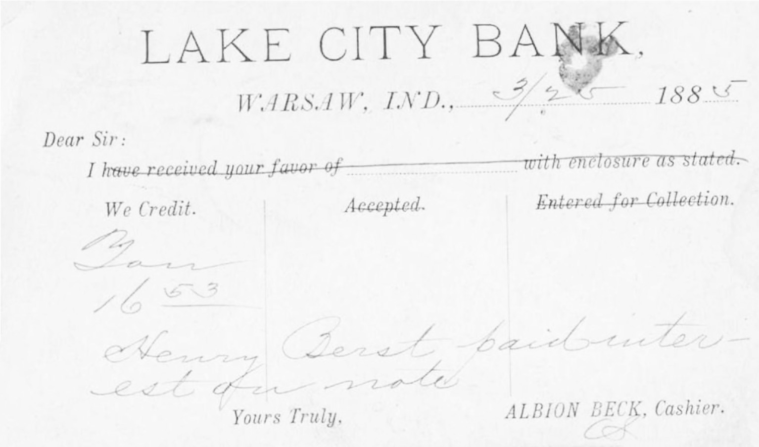 Lake City Bank postcard from 1880s