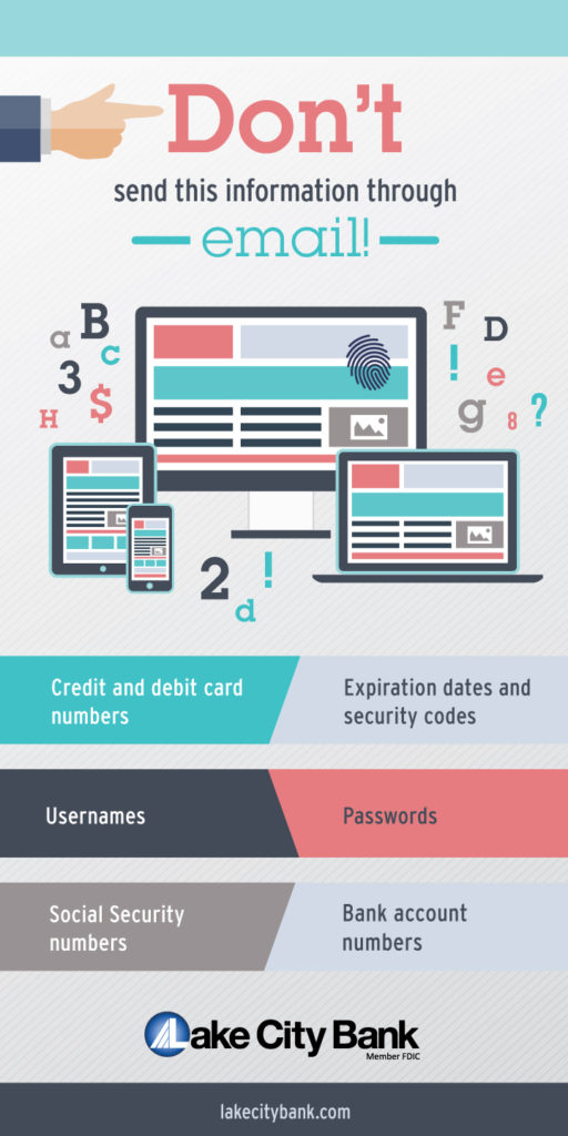 Information you should never send through email infographic