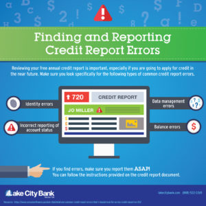 Errors to look for on credit report infographic