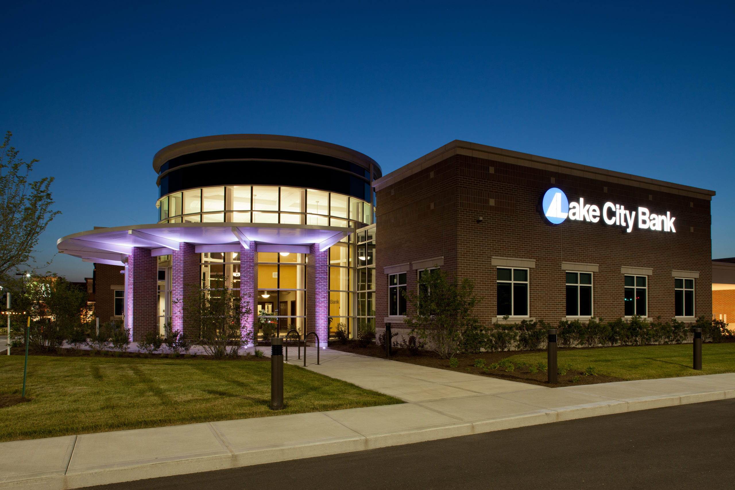 Indianapolis North branch lit up at night