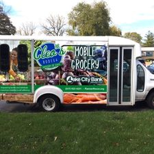 Mobile Grocery Van with LCB logo