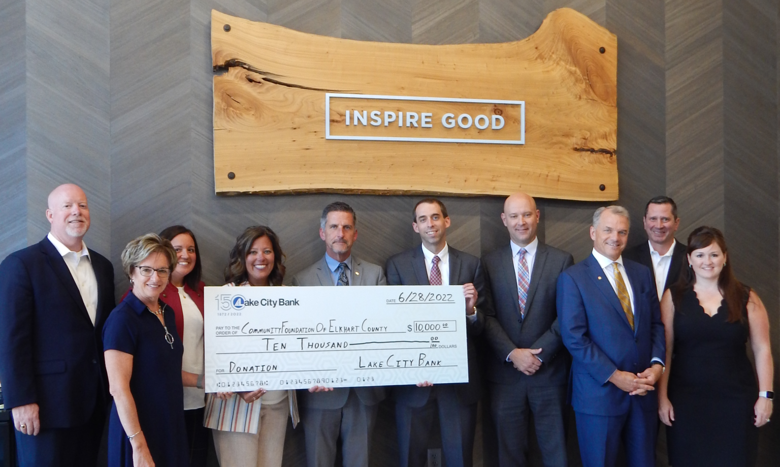 Lake city bank donates to community foundation of elkhart county lake