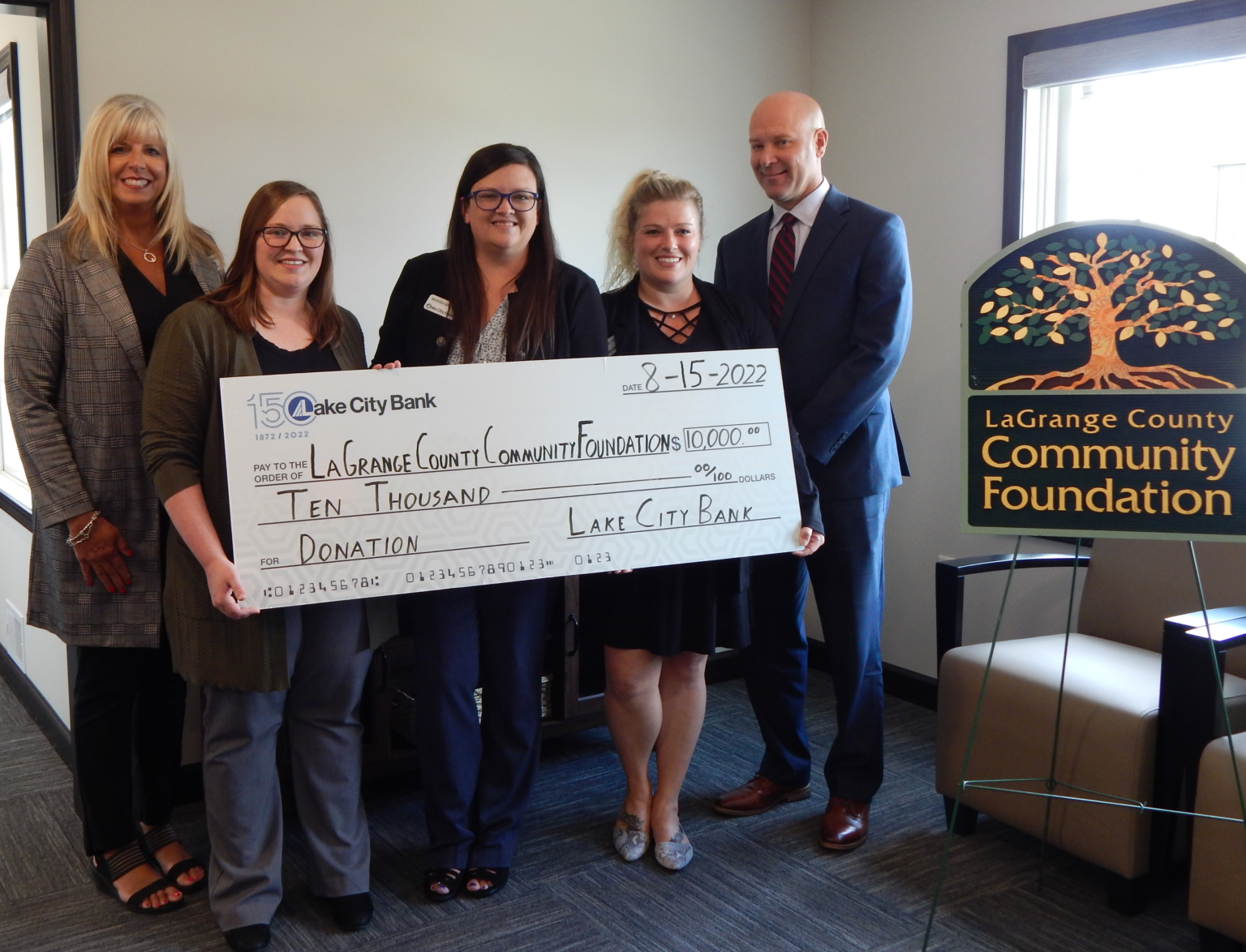 Lake City Bank Donates to LaGrange County Community Foundation Lake