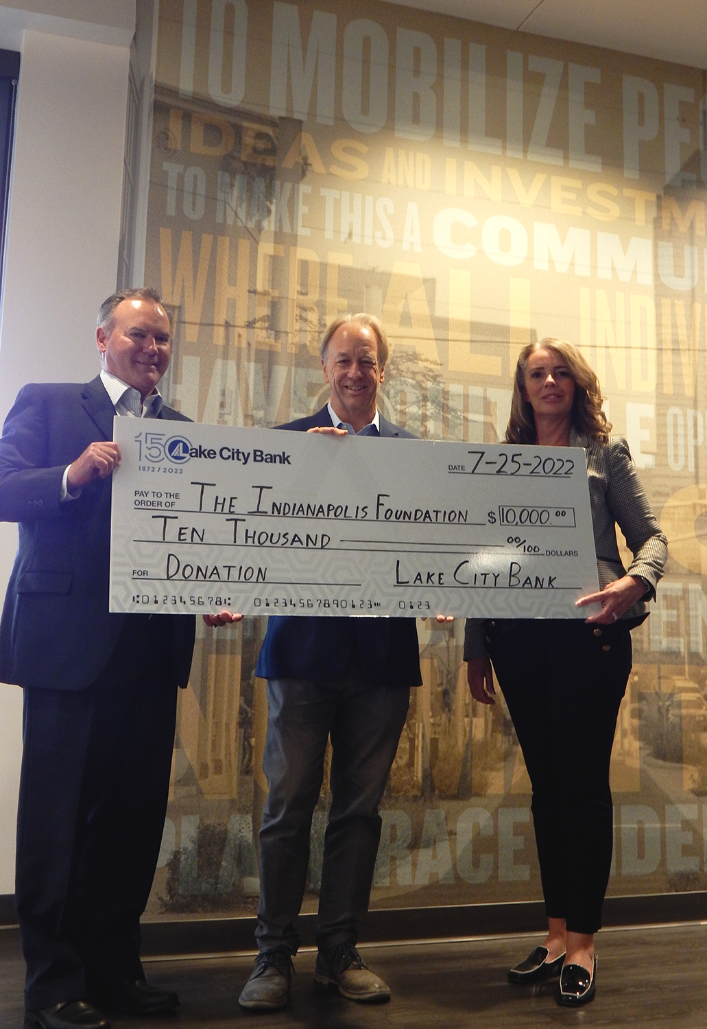 Donation presentation to The Indianapolis Foundation