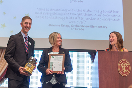 Angie Daly accepting award